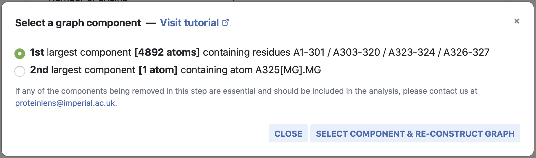 Screenshot of quick fix option for a disconnected graph on computational settings page.