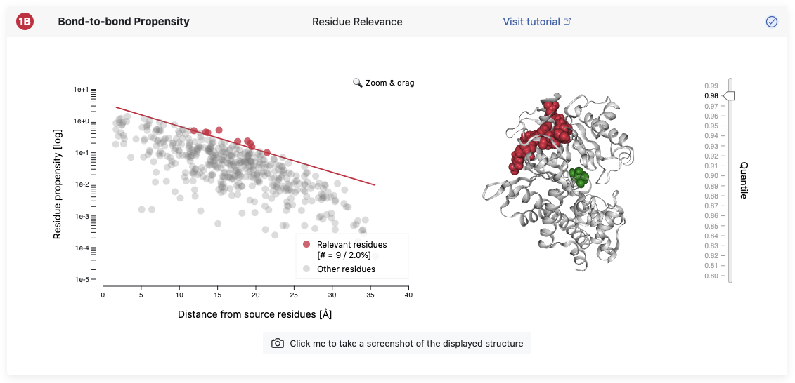 Screenshot of residue relevance visualisation on results page.